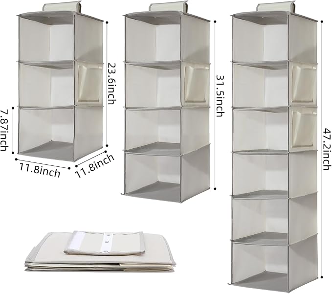 2 Packs Hanging Closet Organizer Storage, 4-Shelf Hanging Shelves - Image 2