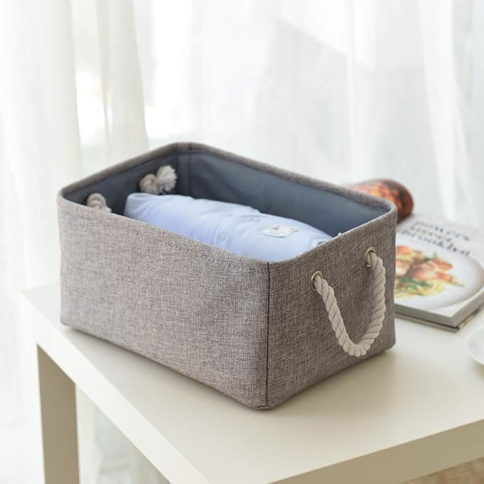 TheWarmHome Large Storage Bins Basket, 2 Pack Grey Fabric Storage Cubes - Image 7