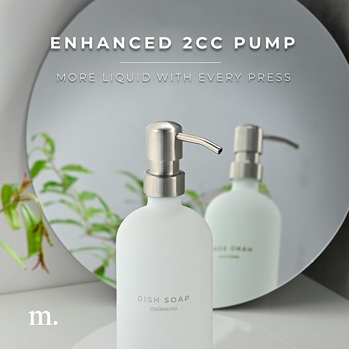 MaisoNovo Soap Dispenser 3-Piece Set | 16.9oz White Bottles - Image 5