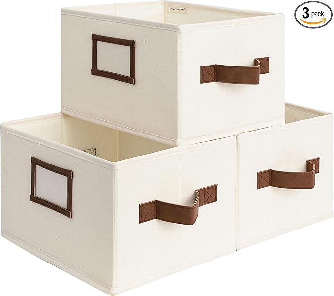 StorageWorks Storage Baskets for Shelves, Foldable Fabric Closet Storage Bins by StorageWorks