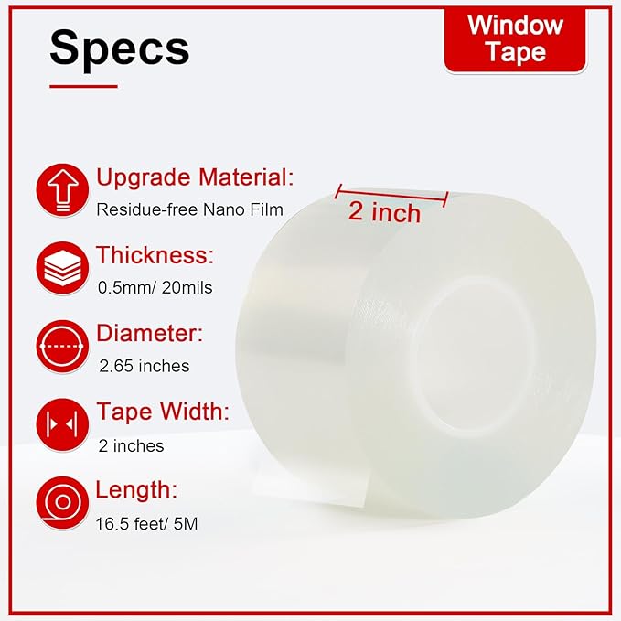 Transparent Window Weather Sealing Tape 2 Inch x 16.5 FT Weather Stripping - Image 2