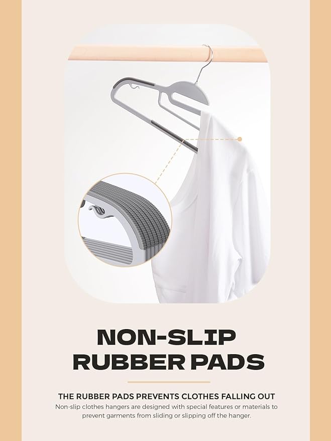 HOUSE DAY Grey Plastic Hangers 30 Pack, Slim Space Saving, Non Slip Clothes - Image 6