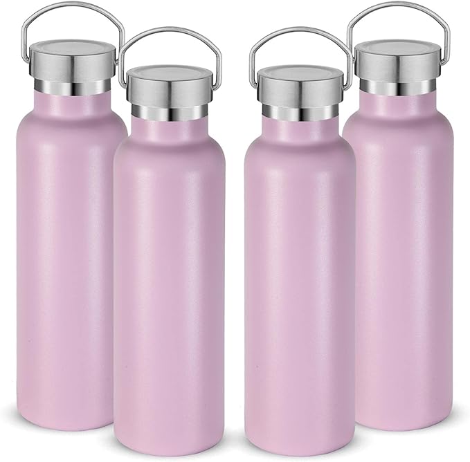 Neihepal 20 oz Insulated Water Bottles Bulk 4 Pack, Stainless Steel Double Wall by Neihepal