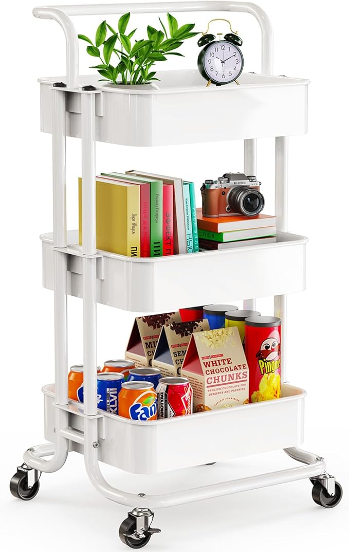Pipishell 3 Tier Mesh Utility Cart, Rolling Metal Organization Cart - Image 8