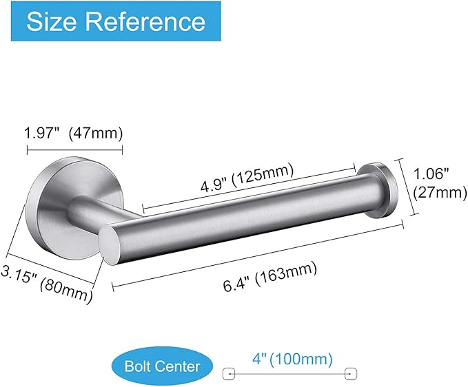 TASTOS Brushed Nickel Toilet Paper Holder SUS304 Stainless Steel, Modern Round - Image 4