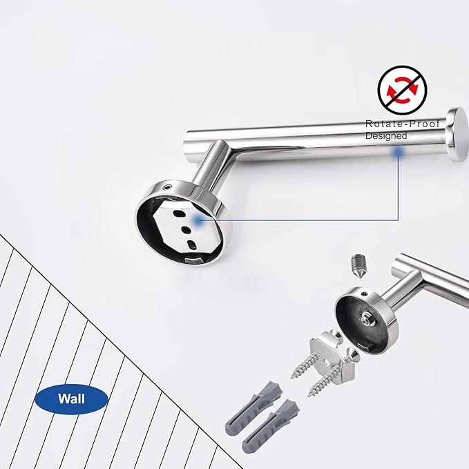 TASTOS Polished Chrome Toilet Paper Holder SUS304 Stainless Steel, Modern Round - Image 6