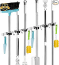 2 Pack 3 Racks and 4 Hooks Broom and Mop Holder Wall Mounted Garage Organizer by AceMining
