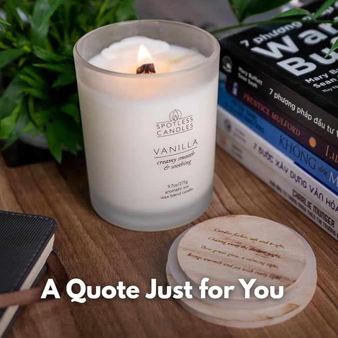 Vanilla Candle - 9.7 oz /275g Vanilla Scented Candle in Cream Frosted Glass Jar - Image 6