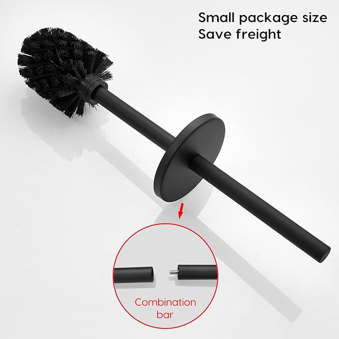 Toilet Bowl Brush and Holder, 304 Stainless Steel No-Punch Hook Base Dual - Image 9
