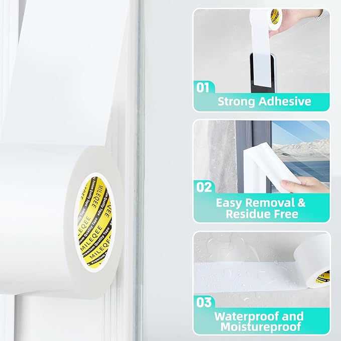 Window Weather Stripping Door Seal Tape White, 2.76in x 164FT, Automotive - Image 4