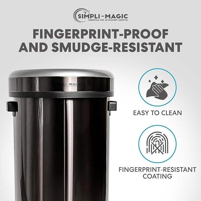 65 Liter / 17 Gallon Open Top Trash Can, Elegant Black Finish - Image 4