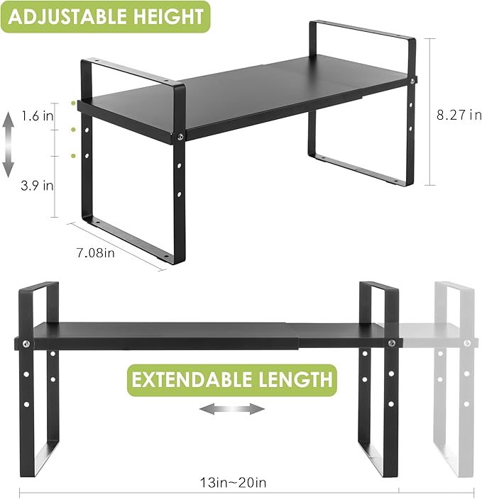 Expandable Cabinet Shelf Organizer Rack, Stackable Kitchen Counter Storage - Image 3