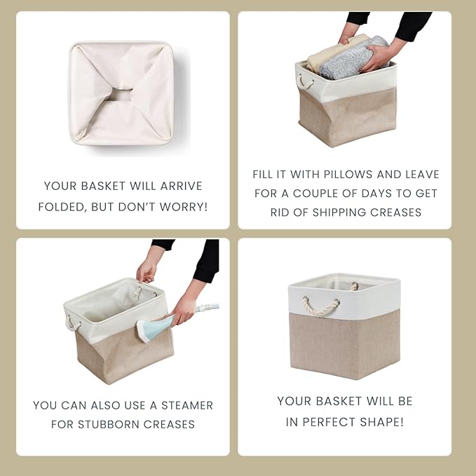 Mangata Canvas Storage Boxes, 13 Inch Cube Storage Bins Set of 6, Fabric Baskets - Image 6