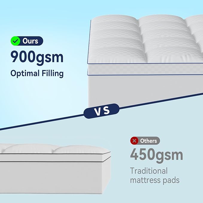 Extra Thick Queen Mattress Topper Pillowtop Mattress Pad Cover Cooling and Plush - Image 5
