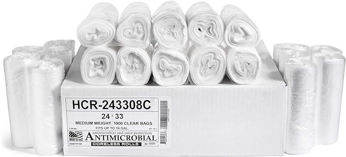 Aluf Plastics High Density Trash Bags, 16 Gallon, 8 Micron, by AlufPlastics