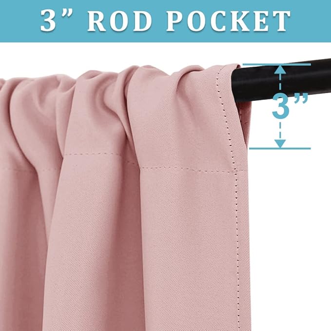 RYB HOME Short Window Curtains for Kitchen, Room Darkening Rod Pocket Drapes - Image 2