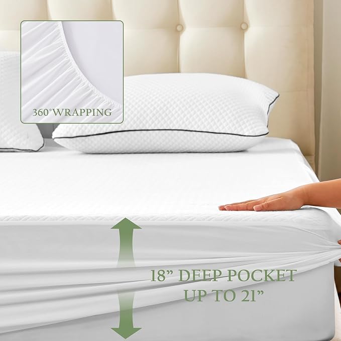 100% Waterproof Twin XL Mattress Protector, Breathable Bamboo Rayon Mattress - Image 6