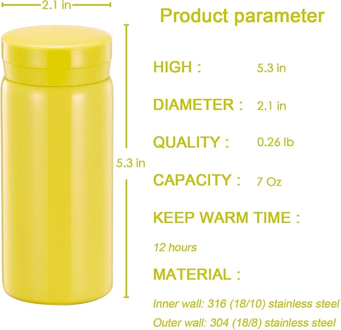 Mini Thermos Cute Water Bottle - 7 oz Tiny Insulated Vacuum 18/10 Stainless - Image 2