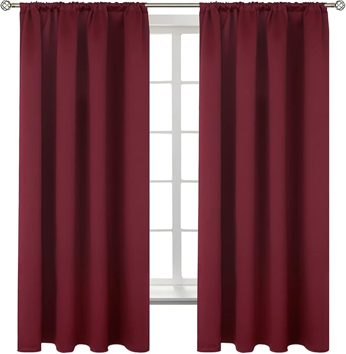 BGment Burgundy Blackout Curtains 63 Inch Length by BGment