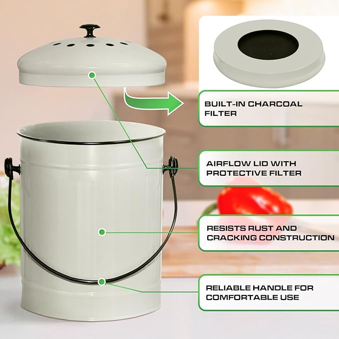 Plexon Countertop Compost Bin Kitchen Indoor - Image 2