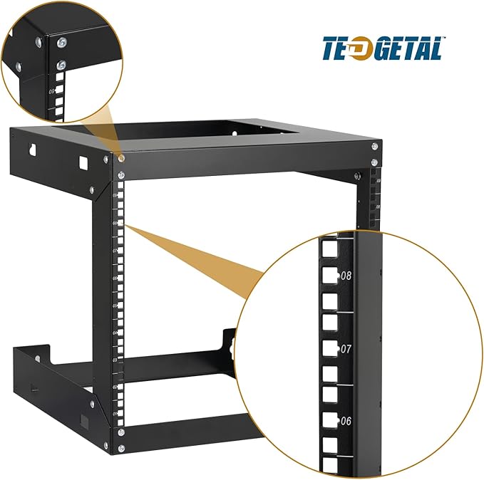 9U Wall Mount Rack Open Frame 19 Inch Server Equipment 2 Post Network Cabinet - Image 6