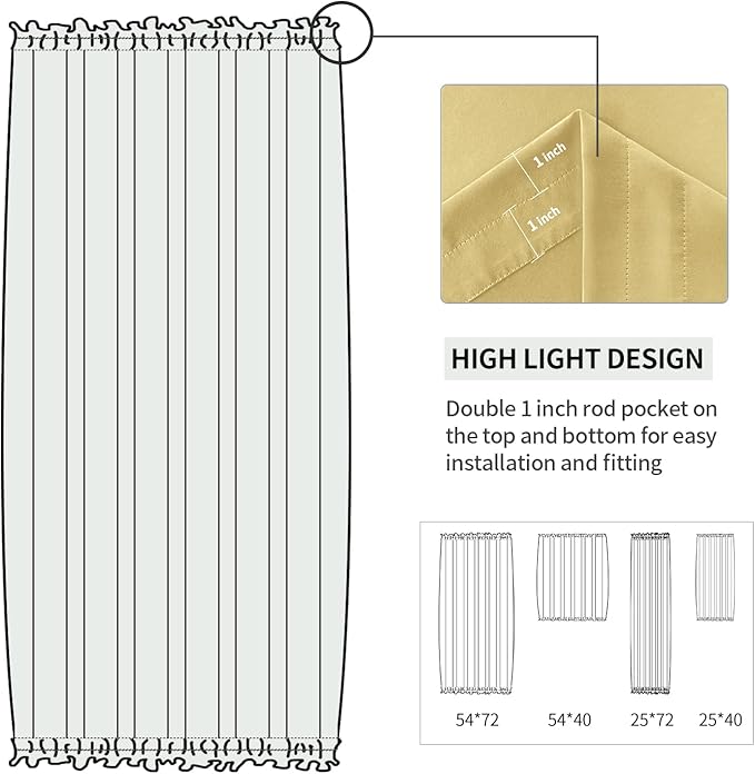 DWCN French Door Curtains – Rod Pocket Thermal Blackout Curtain - Image 3