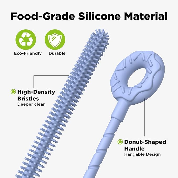 2 Pcs Silicone Straw Cleaner Brush, Extra Long Cleaning Brushes - Image 4