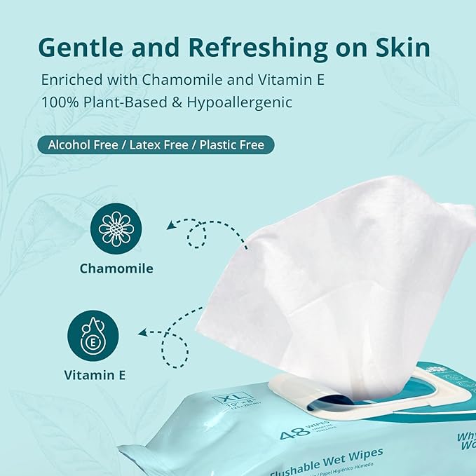WhyWorry Flushable Wipes for Adults, Extra Large 8"x10" Butt Wipes for Personal - Image 4