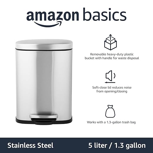 Amazon Basics Smudge Resistant Mini Rectangular Trash Can - Image 5