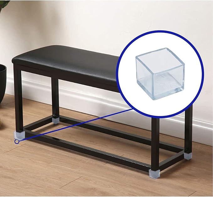 16 Pcs Transparent Square Anti-Slip Rubber Leg Tips Chair Leg Caps Furniture - Image 6