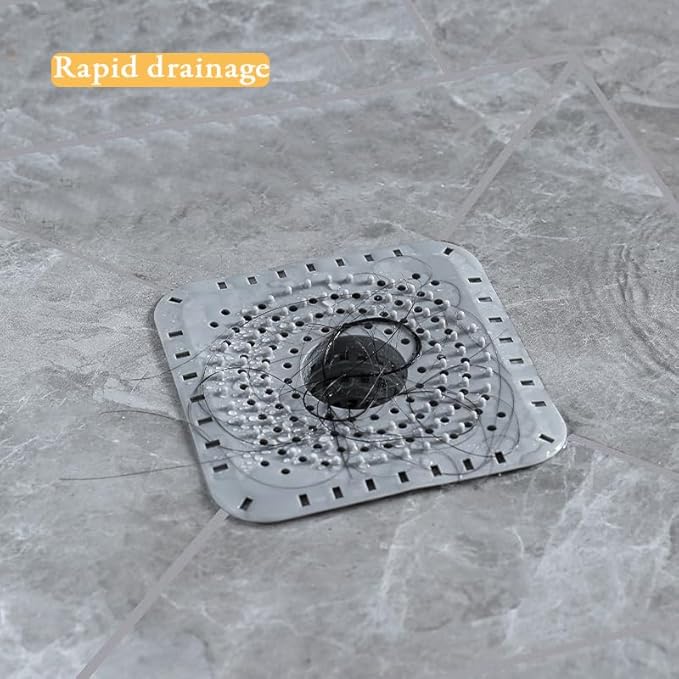 Drain Hair Catcher, Bathtub Drain Protecto 2 PCS （Gray Square） - Image 3