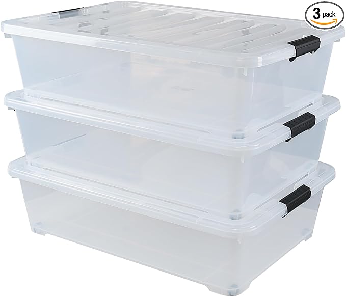 50 Quart Wheeled Latching Storage Box, Stackable Bin by Buyitt