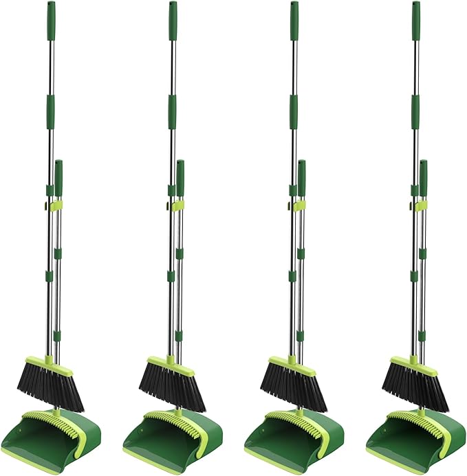 Broom and Dustpan Set, 52-in Long Adjustable Handle Broom Dustpan Combo by NACENA