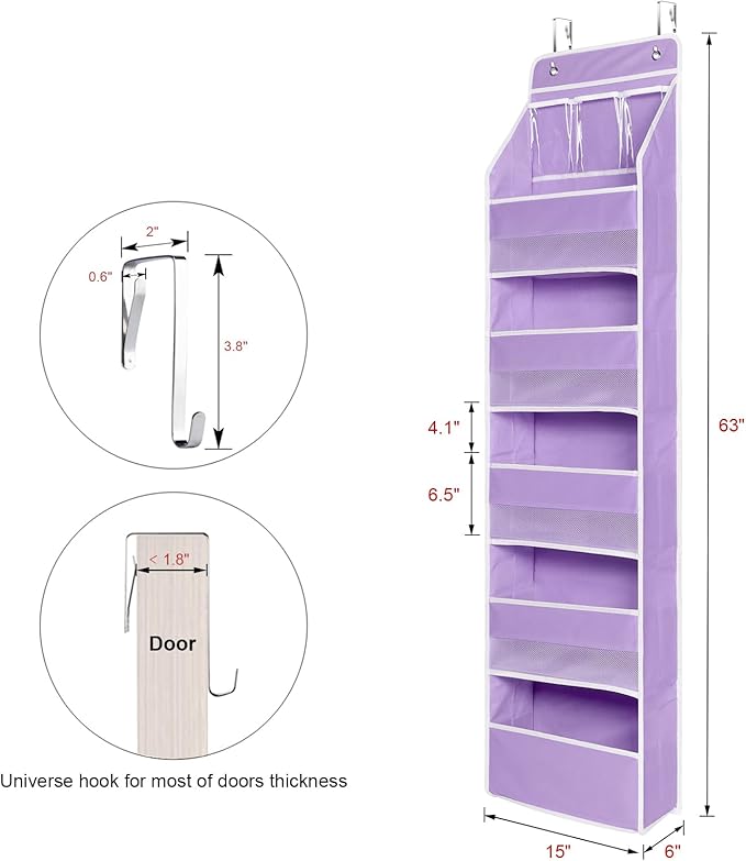 Univivi 6-Shelf Over Door Hanging Organizer Fabric Baby Door Storage - Image 3