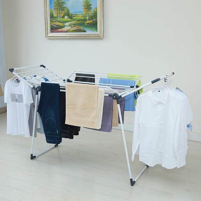 Clothes Drying Rack Adjustable Gullwing and Foldable Space-Saving Laundry Rack - Image 2