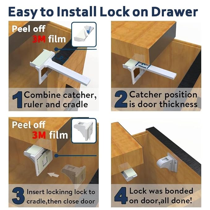 12 Pack Magnetic Cabinet Locks Baby Proofing, Child Proof Cabinet Locks - Image 8