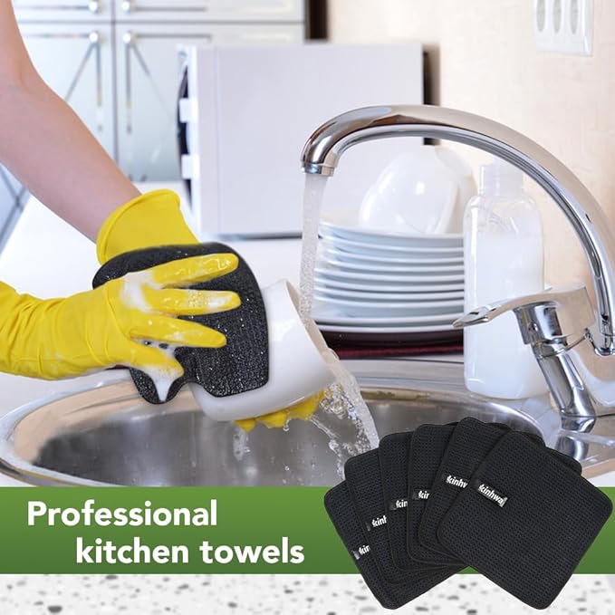 KinHwa Waffle Kitchen Towels for Washing Dishes Microfiber Dish Towels for - Image 4