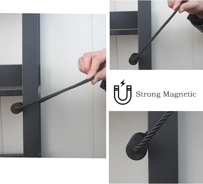 Magnetic Curtain Tiebacks 2 Pack Black Curtain Rope Tieback Curtain Holders - Image 5
