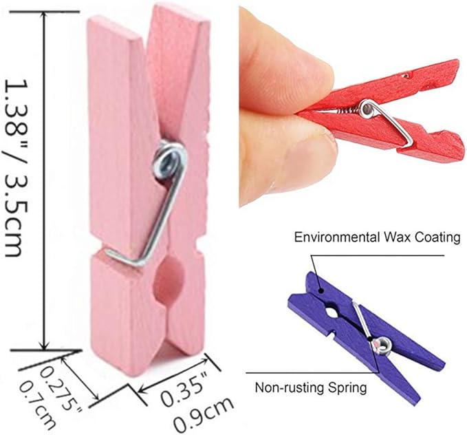 DurReus Wooden Clothespin Ornaments Cute Mini Strong Clothes Pin Hanging - Image 3