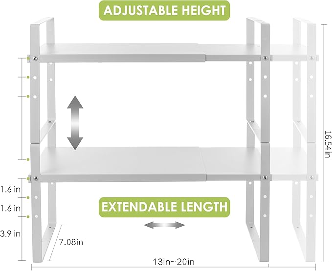 Expandable Cabinet Shelf Organizer Rack, Stackable Kitchen Counter Storage - Image 3