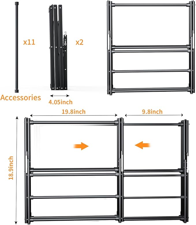 3 Tier Clothes Drying Rack, Foldable & Portable Clothing Drying Rack, - Image 6