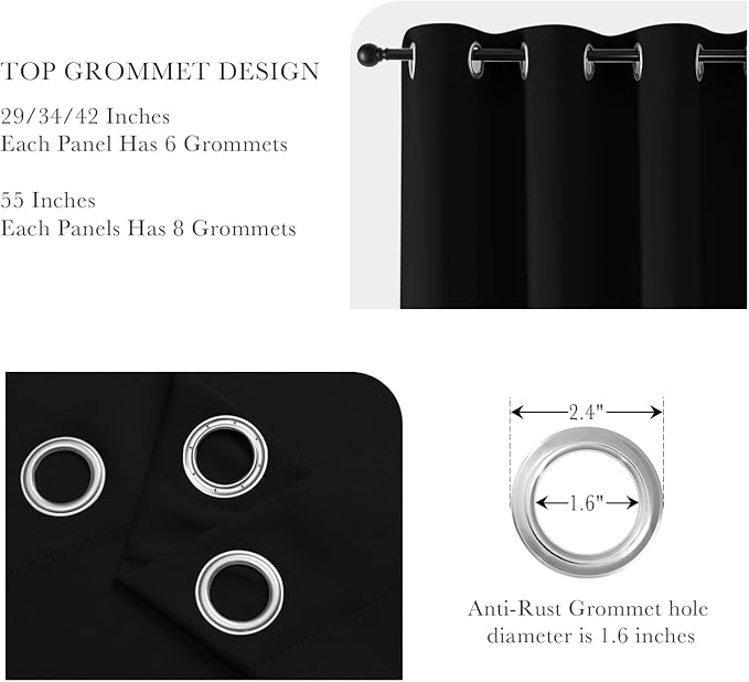 PONY DANCE Black Short Blackout Curtains - Image 4
