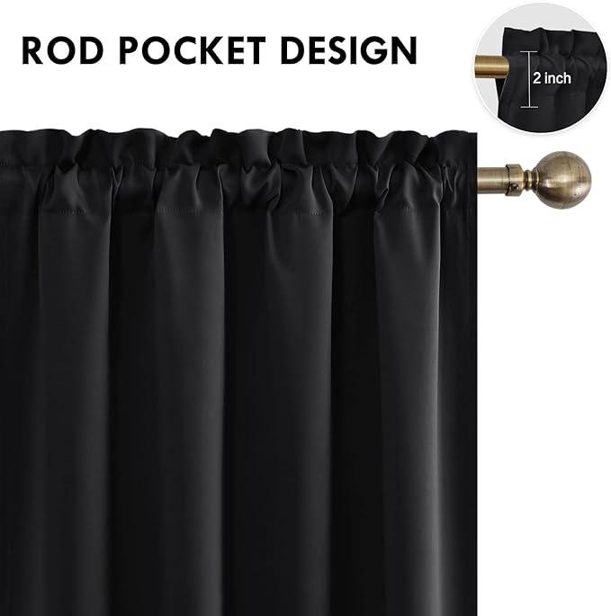 DWCN Blackout Curtains for Bedroom – Rod Pocket Thermal Insulated Noise - Image 4