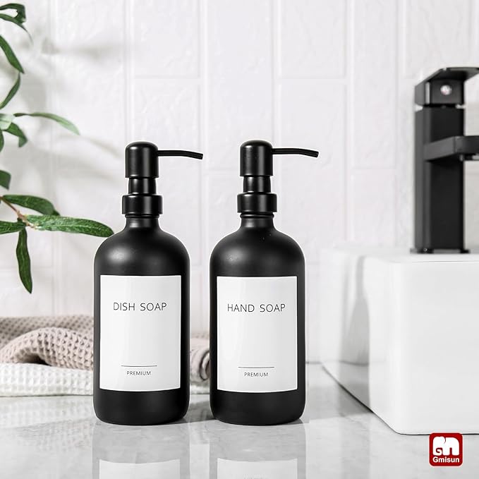 GMISUN Black Soap Dispenser, 2 Pack Matte Black Hand Soap Dispensers - Image 4