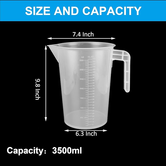 3 Pack 3.5 Liter Measuring Pitcher, Plastic Measuring Cups - Image 2