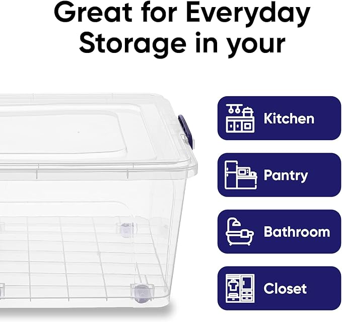 Superio Storage Bins with Lids, Stackable Totes, BPA Free, Odor Free, Organizer - Image 3