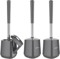 SetSail Toilet Brush and Holder 3 Pack, Self Closing Lid Toilet Bowl Brushes by SetSail