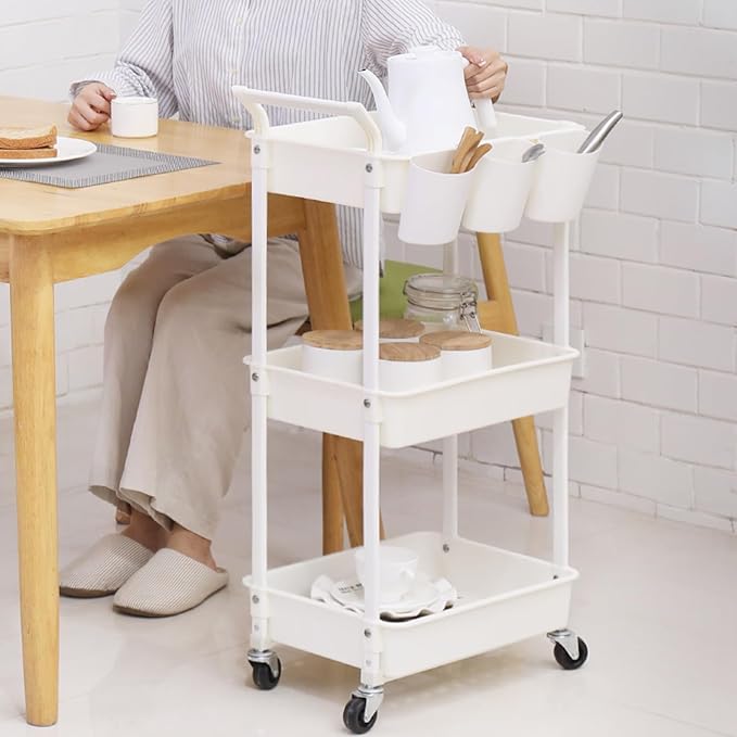3-Tier Utility Rolling Cart, Mobile Utility Cart - Image 8