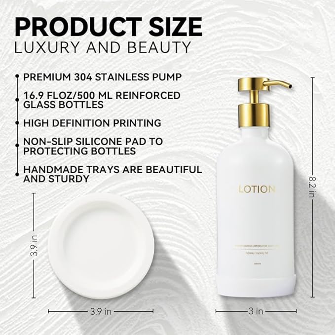 Glass Soap Dispenser Set by Janxin, Bathroom Soap Dispenser Set - Image 2