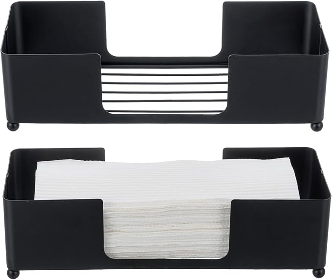 MyGift Modern Matte Black Metal Tabletop Paper Hand Towel Holder, Commercial - Image 6